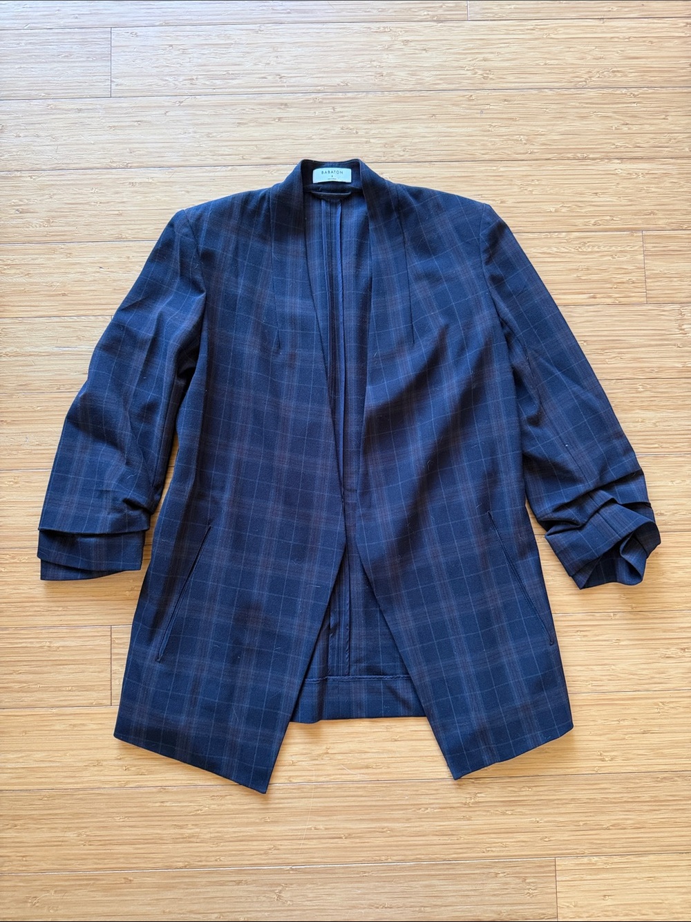 Babaton Navy and Brown Plaid Light Weight Blazer Jacket